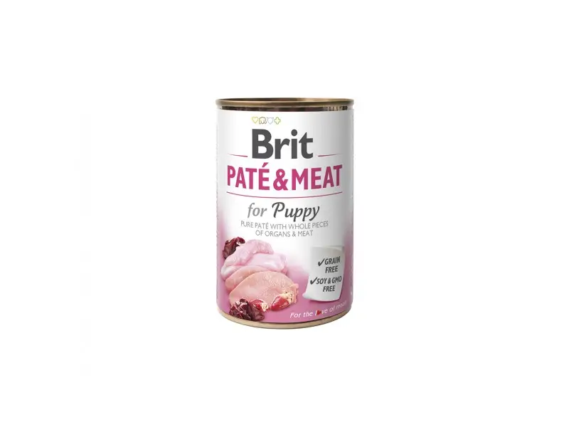 BRIT CARE Chicken&Turkey for Puppy Pate & Meat 400g, konservai šunims