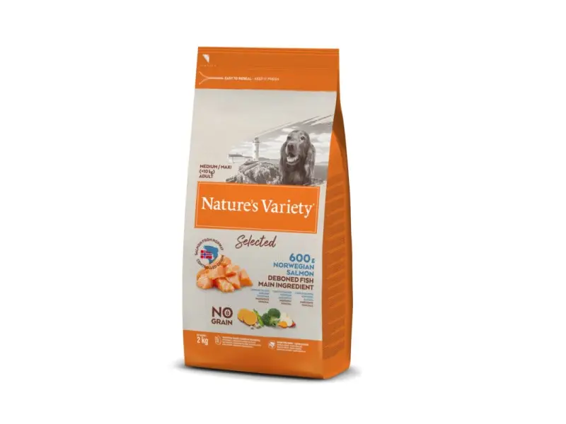 Nature's Variety Selected vidutinių ir didelių veislių šunų maistas su norvegiška lašiša