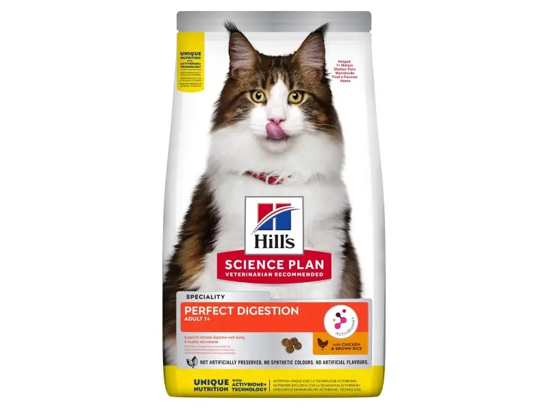 Hill's Science Plan PERFECT DIGESTION Sausas pašaras katėms su VIŠTIENA IR RUDAISIAIS RYŽIAIS