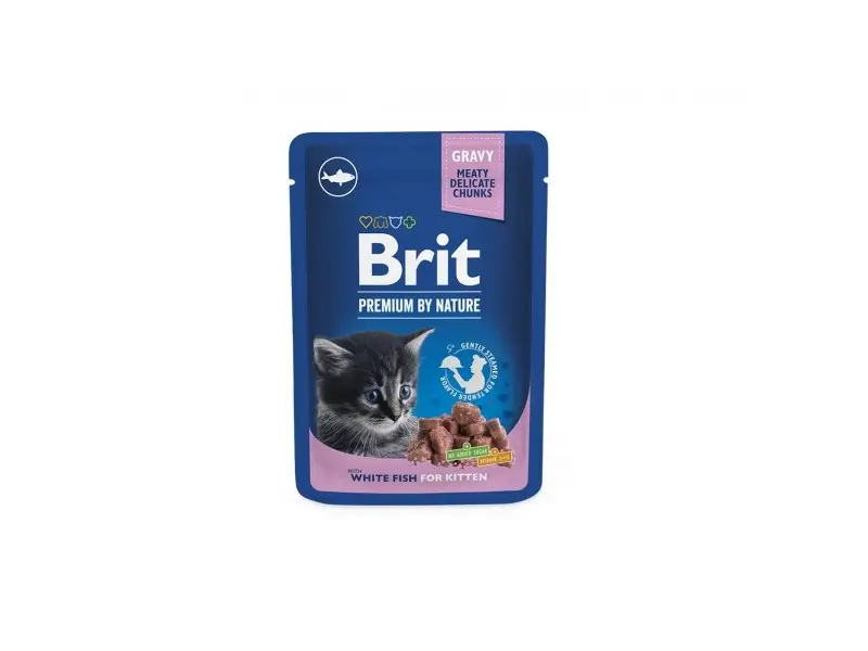 Brit Premium konservuotas pašaras katėms maiš. White Fish Kitten 100g