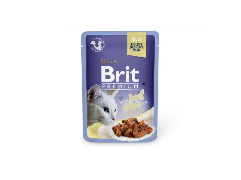 Brit Premium Cat Delicate konservuotas pašaras katėms maiš. Beef in Jelly 85g