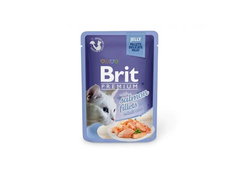 Brit Premium Cat Delicate konservuotas pašaras katėms maiš. Salmon in Jelly 85g