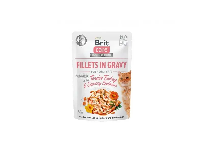Brit Care Cat kons. katėms maiš. Fillets in Gravy Turkey&Salmon 85 g