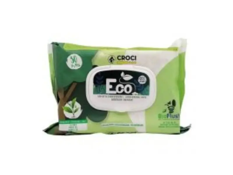 CROCI Eco Wipes Tea&Chlorhexidine Drėgnos Servetėlės Su Žalia Arbata 30vnt 20x30cm N3