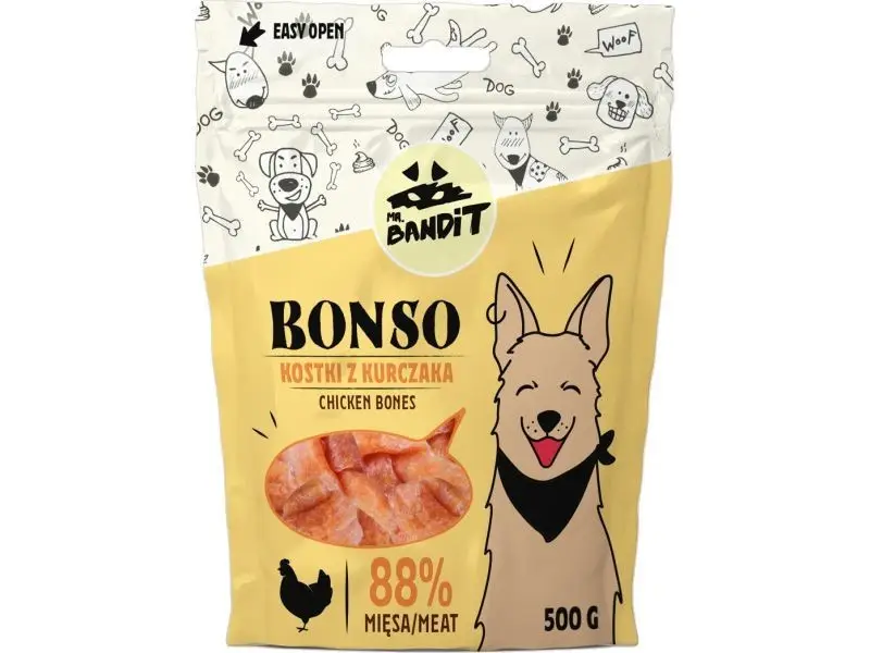 Mr. Bandit BONSO vištienos kauliukai skanėstai šunims 500 g