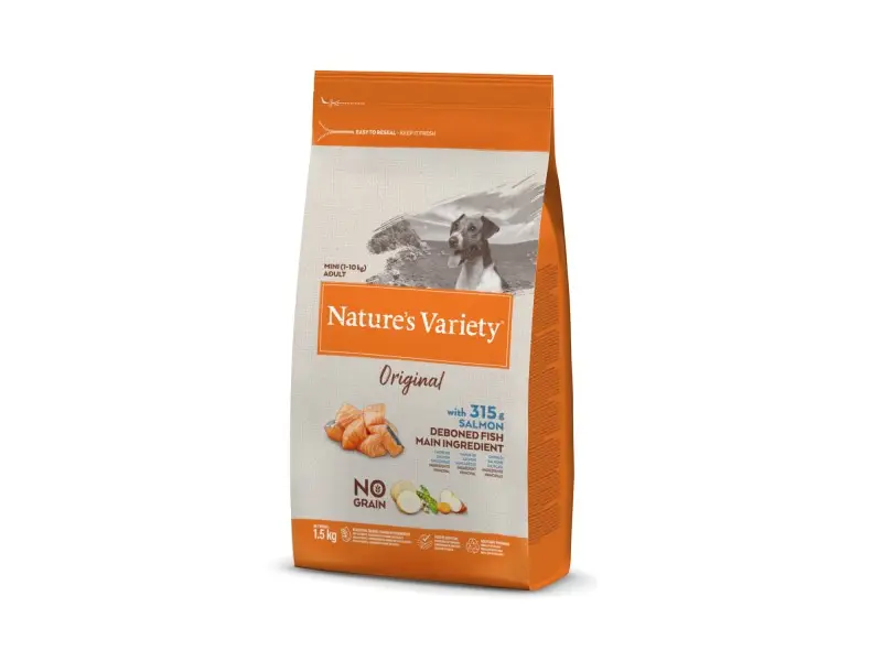 Nature's Variety Original MINI ADULT Sausas pašaras šunims  su lašiša