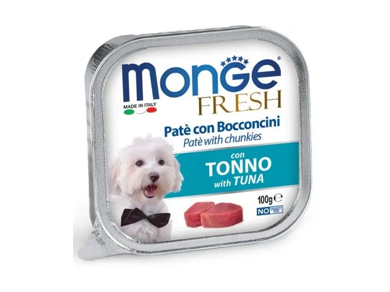 Monge Fresh Wet Dog Pate & chunkies tuna Konservuotas pašaras šunims su tunu 100 g