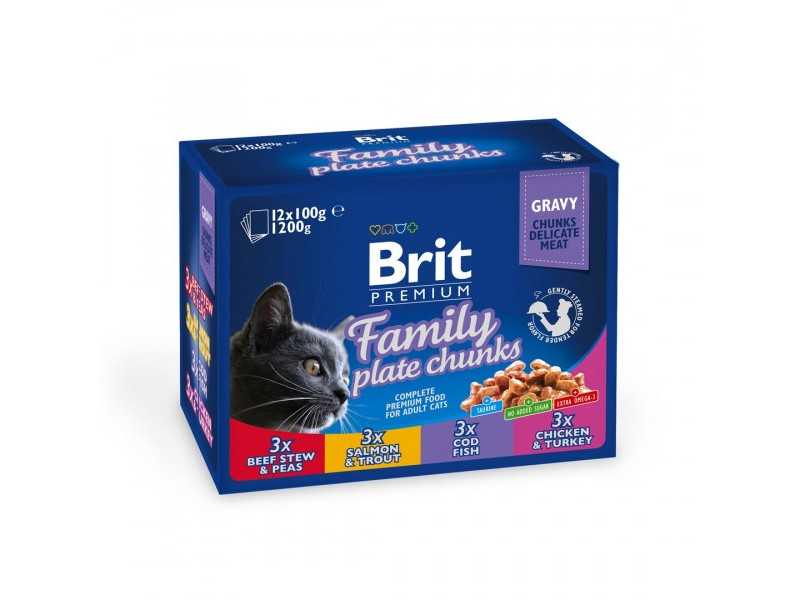 Brit Premium Family Plate konservuotas pašaras katėms 12x100 g