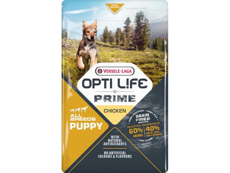 Opti Life Prime All breeds Puppy Chicken Sausas Pašaras Šuniukams Su Vištiena