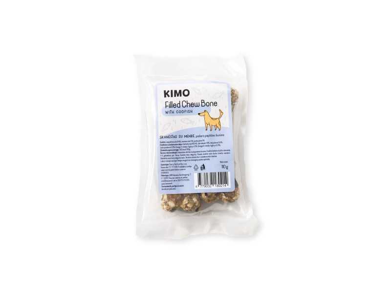 KIMO Filled Chew Bone with Codfish skanėstas – kaulas šunims su menke 110g
