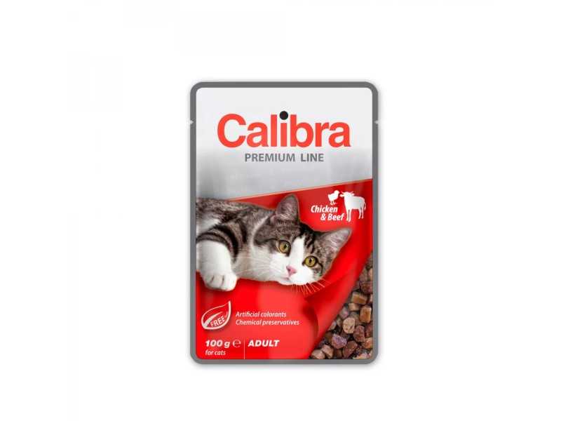 CALIBRA POUCH Cat (Premium), Adult Chicken & Beef Konservuotas pašaras katėms 100 g N12